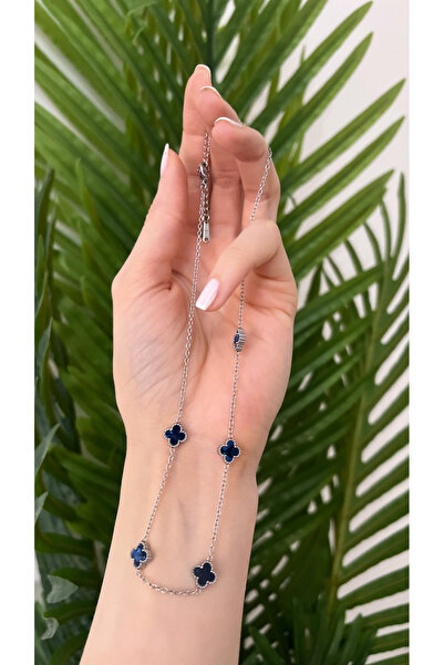 STİL NOKTA Çelik Van Cleef Mavi Sedefli Kolye