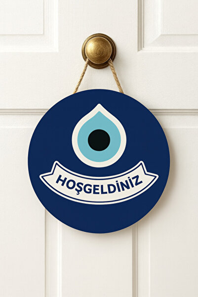 e&a care Nazar Boncuğu Temalı Hoşgeldiniz Kapı Süsü Ahşap MDF UV Baskı 2D