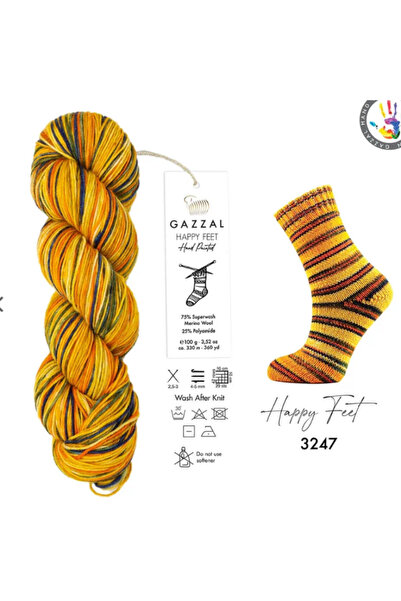 Gazzal Happy Feet %75 Superwash Merino %25 Polyamid – 100 g 330 m Çorap ve İn...