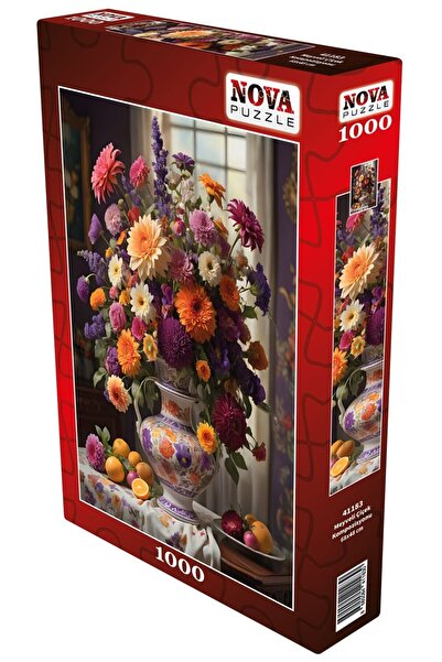 Nova Puzzle 1000 Parça Meyveli Çiçek Kompozisyonu Puzzle - Vazoda Çiçekler ve...