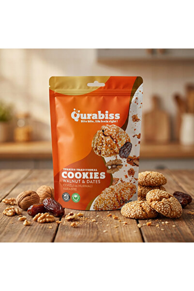 QURABİSS Cevizli Ve Hurmalı Doğal El Yapımı Geleneksel Kurabiye | 150 Gr