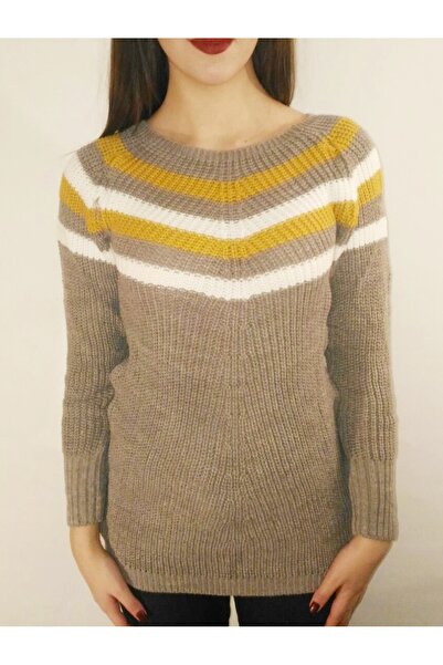 TINKA Fashion Pulover crem cu dungi