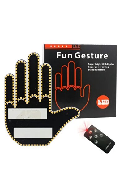 OEM Semn LED Auto cu Telecomanda, ENGROSS Design Mana, 4 Moduri, Efect Vizual Stralucitor, Negru/Galben