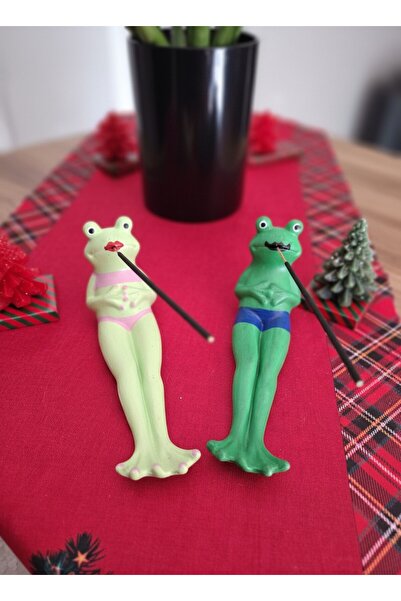 TÜRKÜ HEDİYELİK Polyester 2Lİ Kurbağa Çubuk Tütsülük - Frog Incense Burner - ...