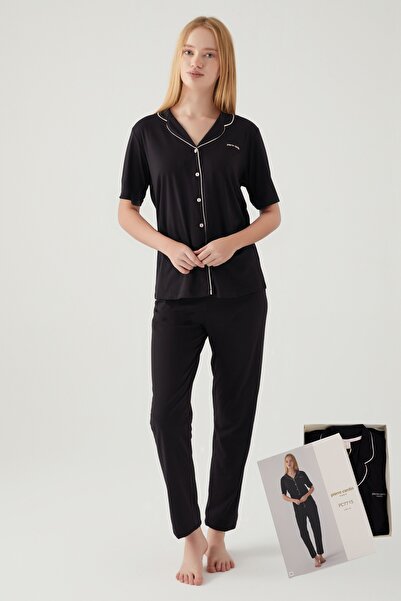 Pierre Cardin Premium Basic Front Buttoned Short Sleeve Women's Shirt Pajama Set