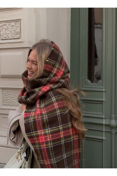 Goldmine Plaid Soft Textured Scarf Brown