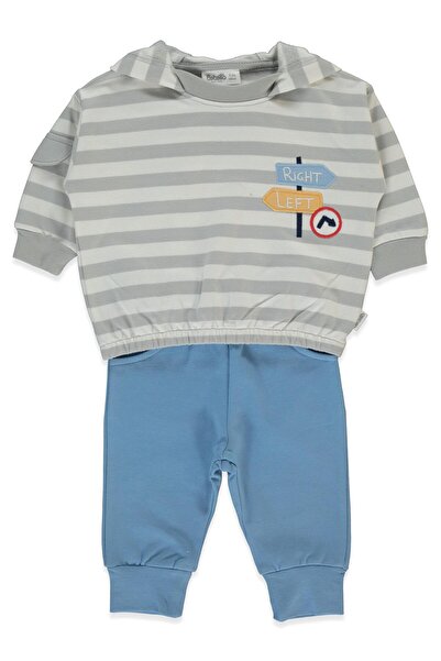 Bebetto Two Strap Pants 2-Piece Set (Car Route) Petrol Blue