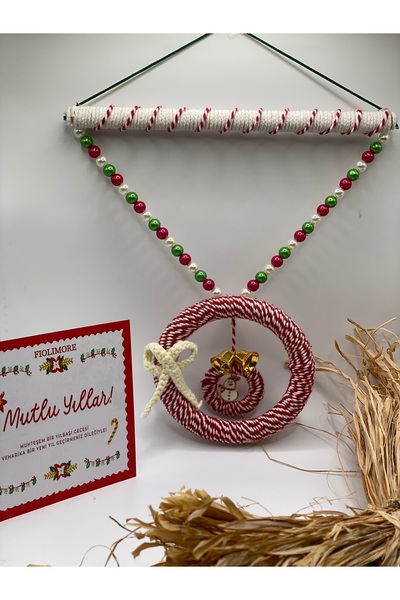 Fiolimore زينة باب عيد الميلاد على حلقة خشبية بطول 10 سم، زينة شجرة، مصنوعة ي...