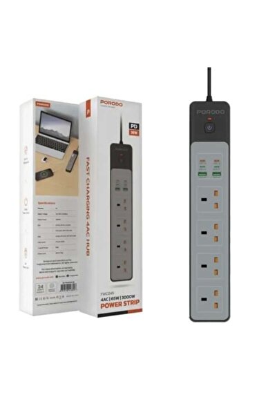 PIECELL موزع طاقة بورودو 3000 واط - 4 منافذ ثلاثية، منفذان USB-A و4 منافذ USB-C