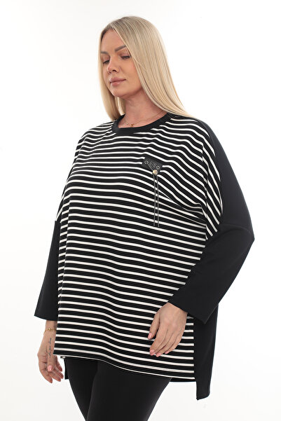 KRUVAZE Plus Size.Striped Modal