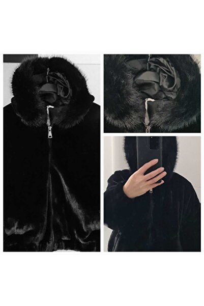 OEM Faux fur jacket, with hood, zipper closure, sizes S.M.L.