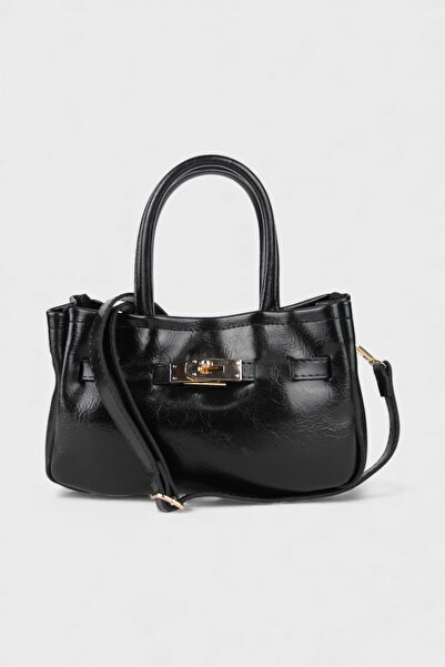 REVENKO 0018-حقيبة كتف نسائية سوداء - حقيبة كروس - حقيبة يد تحتوي على جيب صغير بسحاب داخلية.