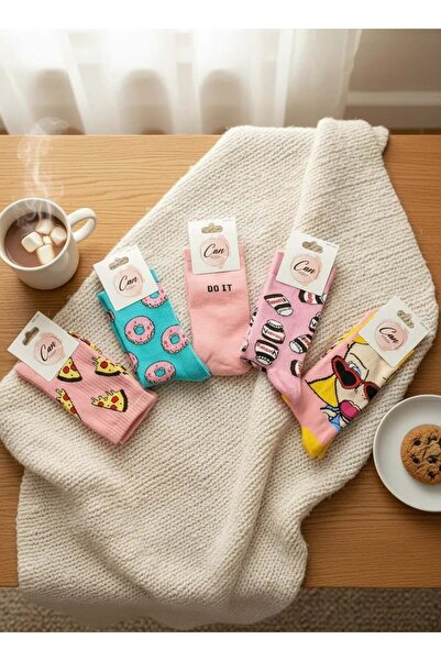 CANMODA Set of 5 Pink Mixed Pattern Colorful Socks (Suitable for Size 36-44)