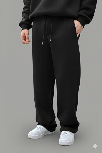 NİCE Unisex 3 Thread Thick Winter Fleece Lined Baggy Sweatpants | Oversized Relaxed Fit Regular Waist Jogger