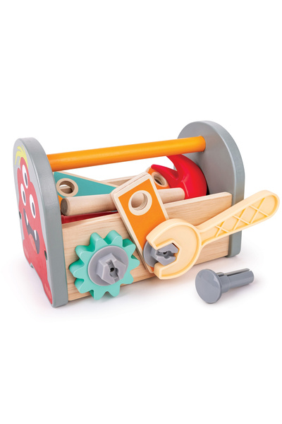 Hape Jucarie din lemn - Cutie colorata cu unelte (17 piese), copii varsta 3 a...