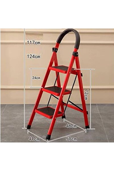 NKX 3-Step Folding Step Ladder Black/Red
