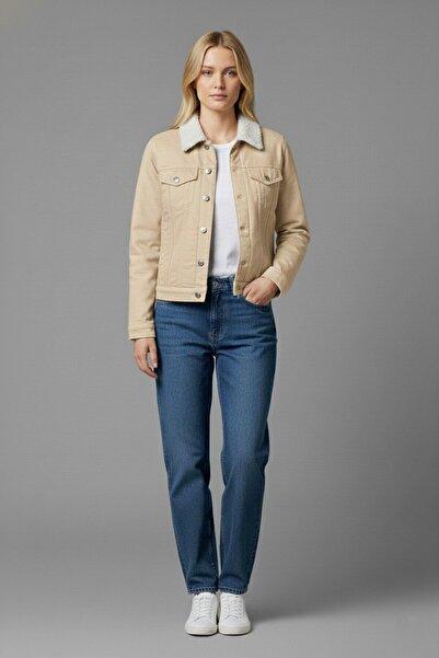 Wekame جينز نسائي بتفاصيل حزام وجيوب مزدوجة وبطانة من الفرو