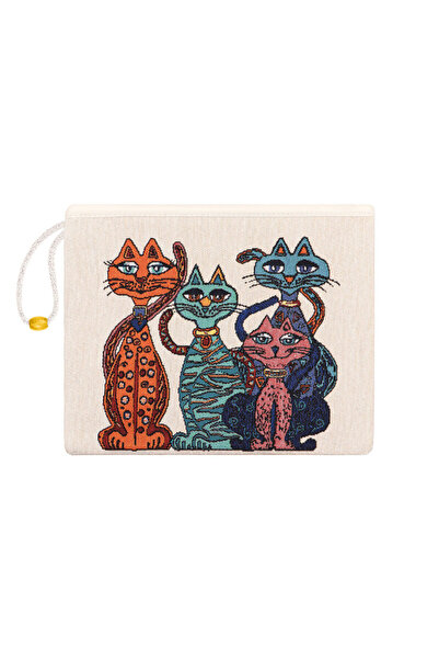 Bursa İpek Cat Pattern Tapestry Handbag