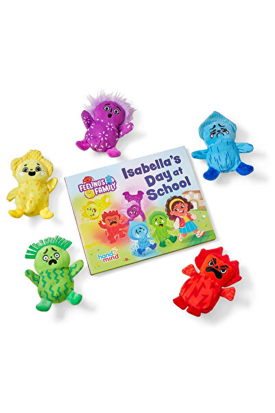 Hand2Mind Σετ mascote cu carticica - Emotiile & Isabella la scoala