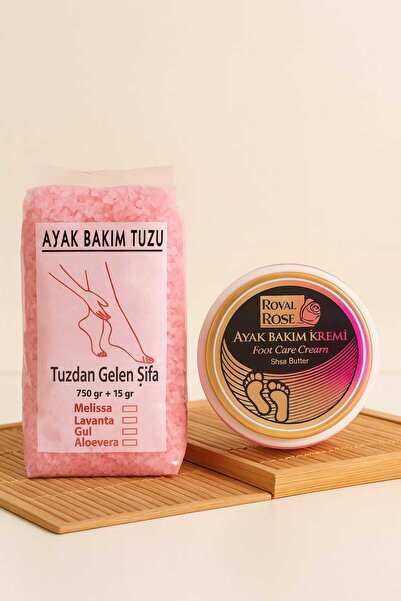 ROYAL ROSE Ayak Bakım Tuzu ( GÜL ) (750 g) + Ayak Bakım Kremi (125 ml) 2’li Spa Bakım Seti
