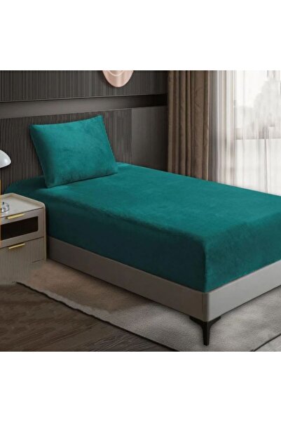 Reiashn طقم شرشف مطاط مخمل 2 قطع لون أخضر مفرد ونصف