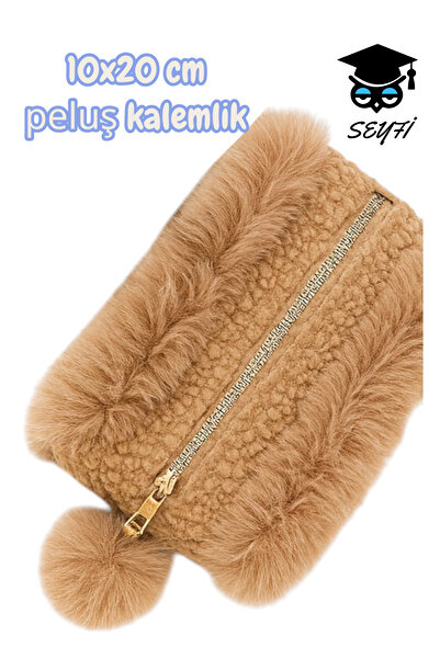 SEYFİKİRTASİYE peluş kalemlik makyaj çantası 10x20 cm YERLİ ÜRETİM tek bölme ...