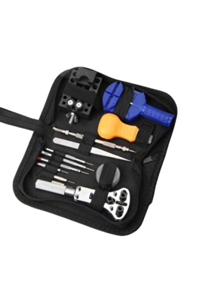 Edman Trusă de reparare ceasuri cu 13 piese, neagră, cu carcasă inclusă