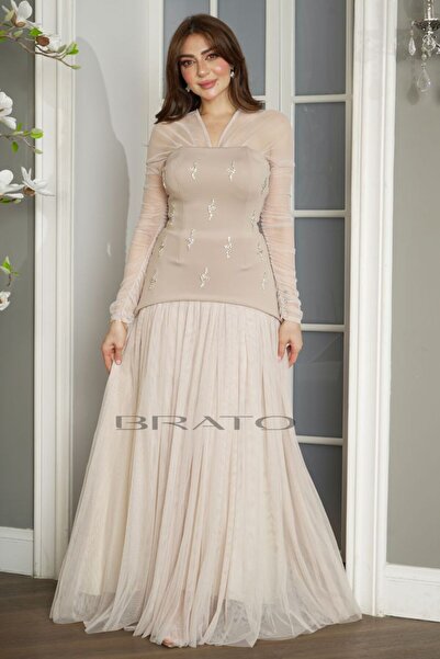 BRATO فستان سهرة خرز انيق وفاخر