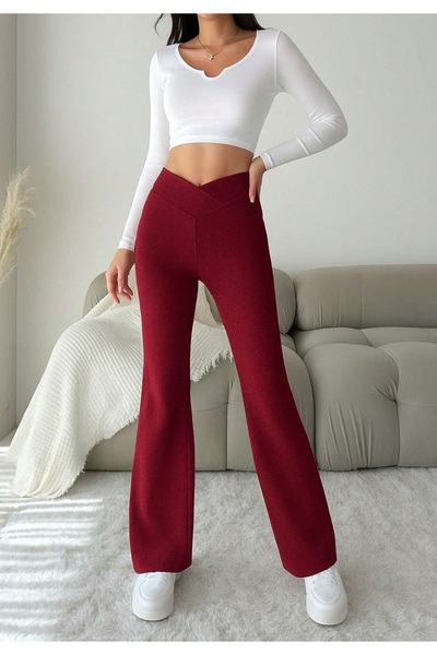 NEWLAKER Corded Fabric Fabric Cross Waist Loose Fit Sweatpants