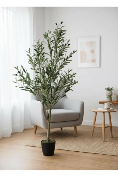 Nettenevime Yapay Zeytin Ağacı 120cm Doğal Görünümlü Yapay Ağaç Siyah Saksıda
