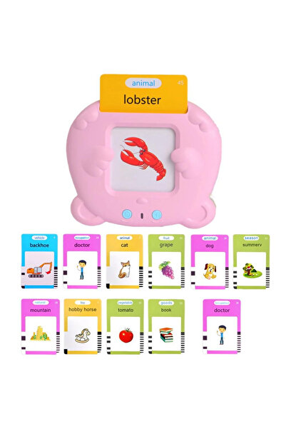 IQ Toys Dispozitiv cu ursuleț pentru învățarea limbii engleze cu 112 cărți pentru copii (roz/albastru)