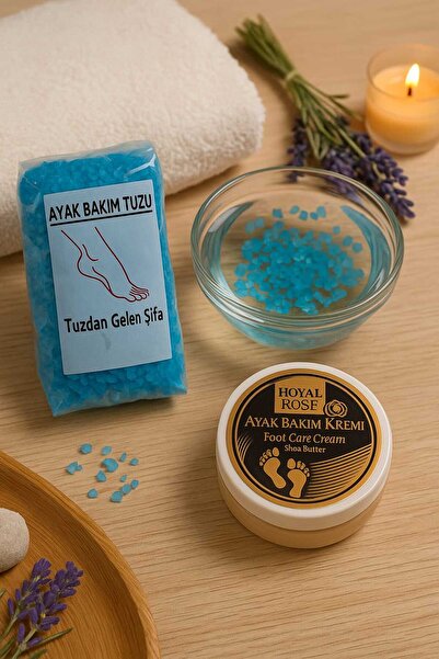 ROYAL ROSE Foot Care Salt (Lavender) (750 g) + Foot Care Cream (125 ml) 2-Piece Spa Care Set