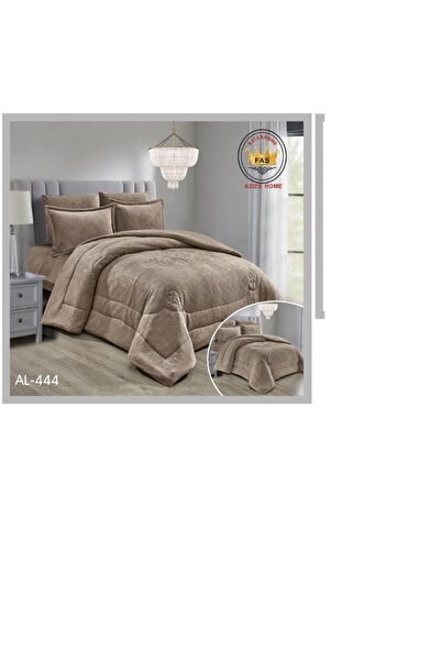 FABRIC لحاف نفرين مخمل 6 قطع باللون البيج المتوسط بنقش مخملي يمنح الغرفة إحسا...