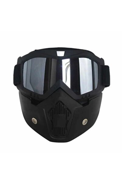 Edman Mască de protecție pentru față și ochelari de schi ND03, plastic dur, lentilă argintie