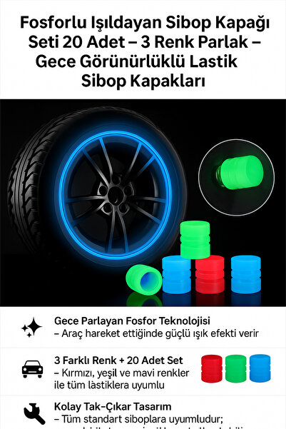 Hane Dostu Fosforlu Işıldayan Sibop Kapağı Seti 20 Adet – 3 Renk Parlak Gece ...