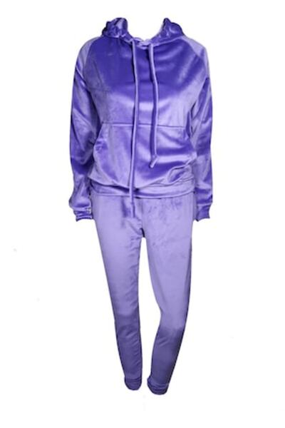 L-line fashion Women's velvet two-piece set, purple, M