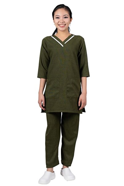 ABSHIR Housemaid/Khadama/Nanny Uniform Set, V-Neck Tunic with 3/4 Sleeves and...
