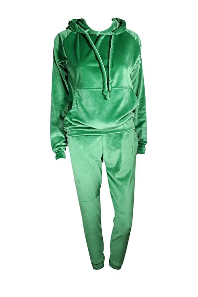 L-line fashion Women's velvet two-piece set, green, XS -