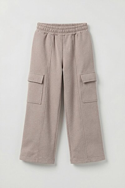 Perendi بنطلون رياضي للفتيات بجيوب كبيرة وواسعة الساق - رمادي