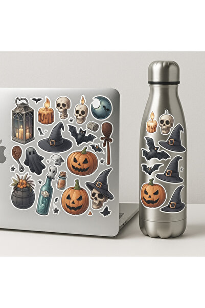 BENİMSER REKLAM مجموعة ملصقات ذات طابع ساحر وهالوين - 20 × 20 سم |   قرع، شبح...