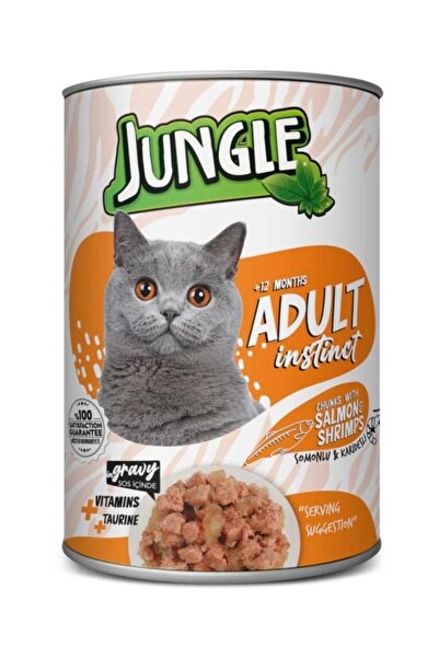 Jungle Jungle Canned Wet Food with Salmon and Shrimp Flavor in Gravy for Cats 400g