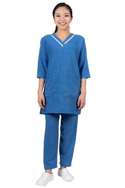 ABSHIR Housemaid/Khadama/Nanny Uniform Set, V-Neck Tunic with 3/4 Sleeves and...