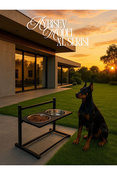 Okay XL Ayarlanabilir Köpek Mama Su Kabı Standı | Büyük Irklar İçin Metal Stand