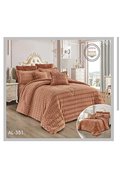 FABRIC Double bed velvet duvet, 8 pieces, in an elegant copper color; soft ve...