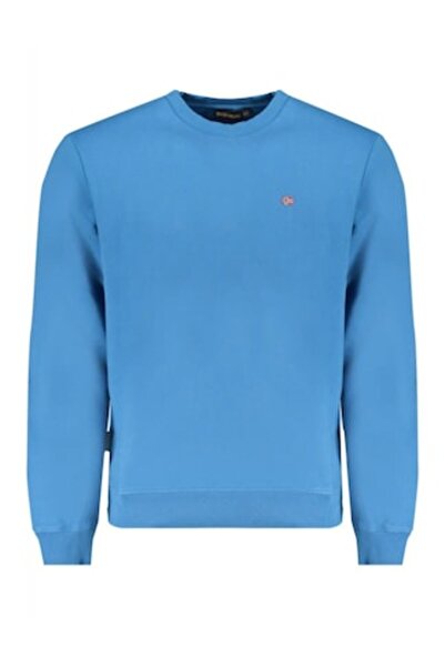 Napapijri Men's Logo Sweatshirt, Regular Fit, Crew Neck, Blue, XL