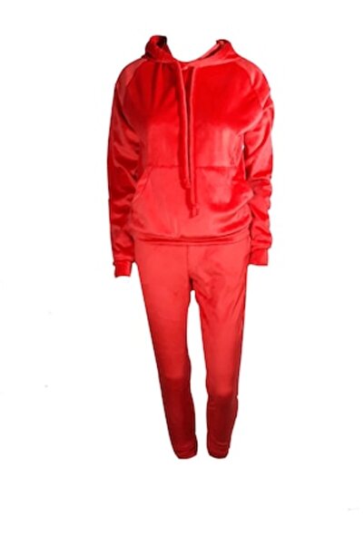 L-line fashion - Women's velvet two-piece set, red, M