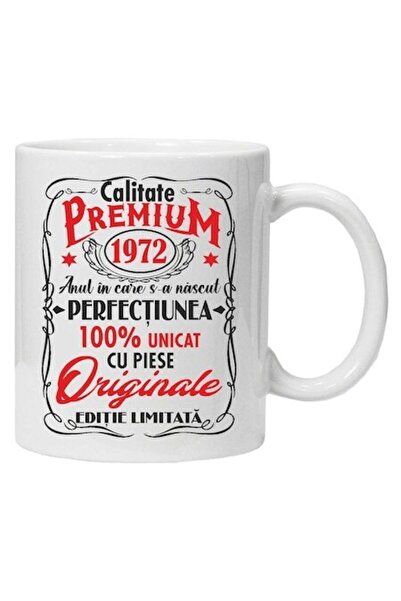 CRD PRINT Cană personalizată „Calitate premium” 1972, CRD PRINT, 330ml, albă