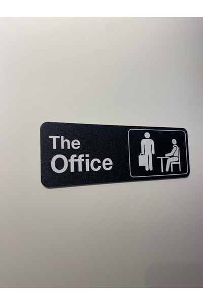 vetria The Office Kapı Tabelası – Modern Ofis Kapı Levhası | Siyah Beyaz 3D B...