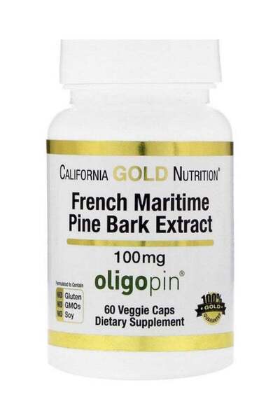 California Gold Nutrition dietary supplement with French maritime pine bark extract (Oligopin) - 60