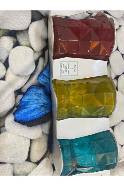 Coffee Paşabahçe 3 lü renkli prizma bardak cam